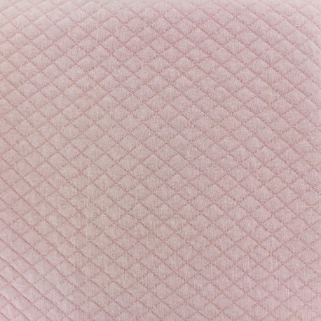 Tissu jersey matelassé losanges 10/20 - rose clair x 10cm