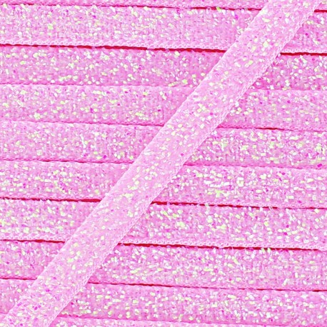 Ruban paillettes irisées 5mm - rose bonbon x 1m