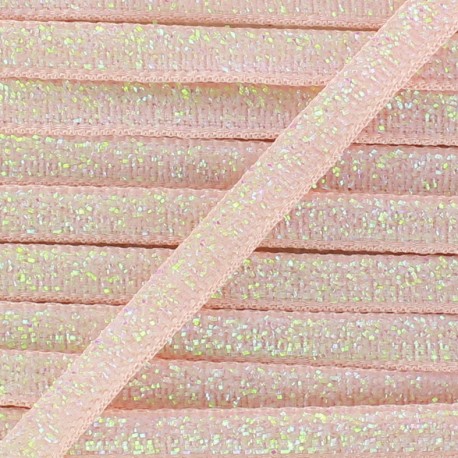 Ruban paillettes irisées 5mm - pêche x 1m