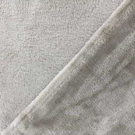 Tissu Doudou ultra doux - lin x 10cm