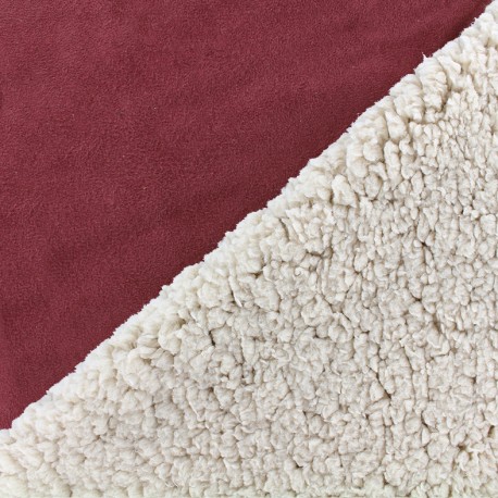 Fourrure mouton réversible aspect suédine Soft - lie de vin x 10cm