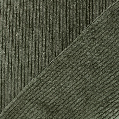 Tissu velours grosses côtes - kaki x10cm