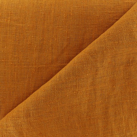 Tissu lin lavé Thevenon - orange marmelade x 10cm