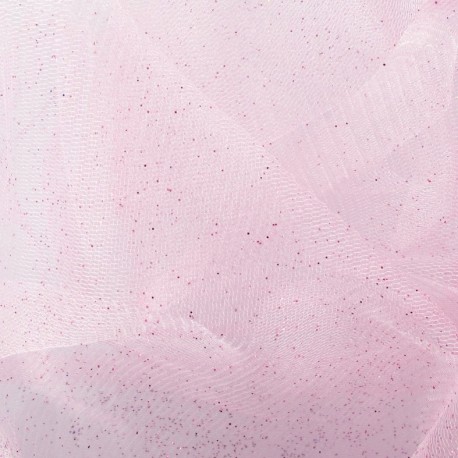 Tulle souple pailletté au mètre Rose