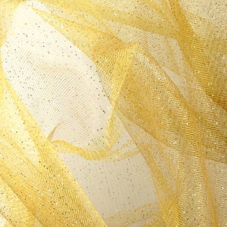Tulle souple pailleté -  or clair x10cm