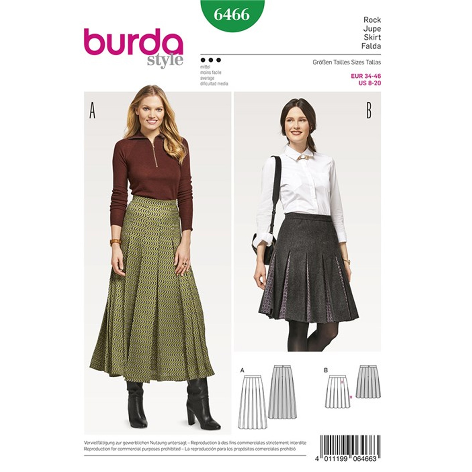 Couture Jupe Froncée Jupe Boutonnee Patron Jupe Plissée Avec Ceinture Burda  N°6466