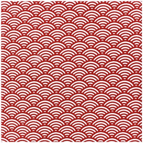 Tissu enduit coton Sushis - rouge x 10cm