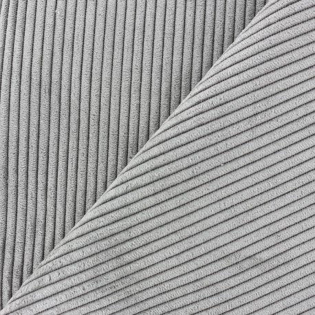 Tissu velours à grosses côtes Lisboa - gris x10cm